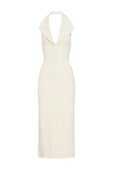 Annita Crepe Halter Midi Dress - Ivory